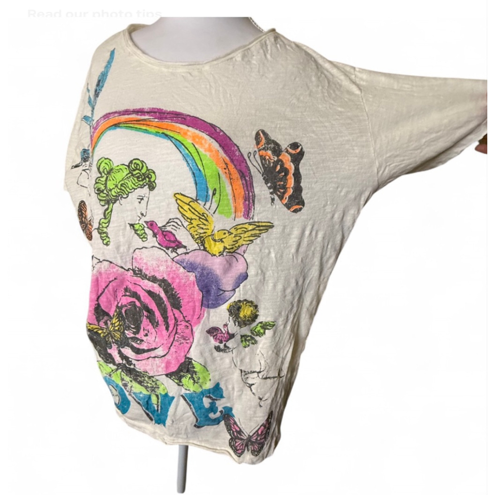 Magnolia Pearl Love Poets Tee NWT One Size Boho Graphic Cotton Shirt - Picture 4 of 8